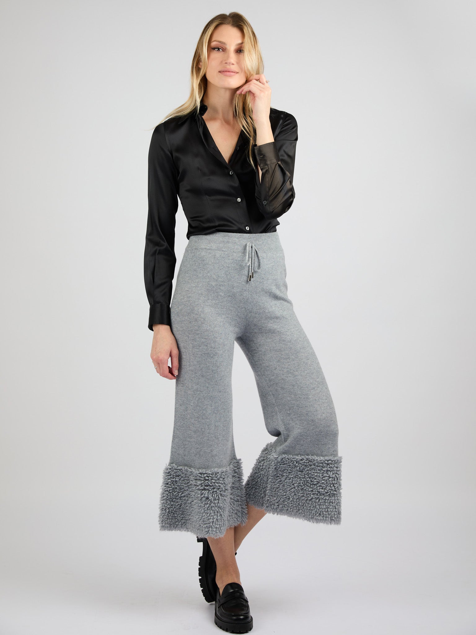 Cashmere Pants with Bottom Detail