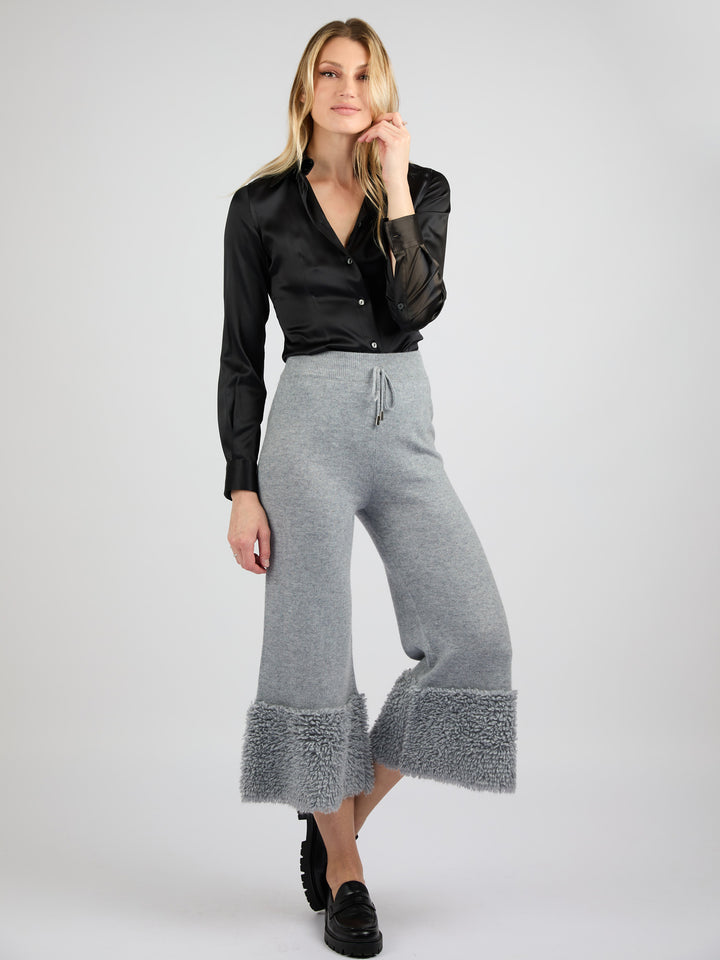 Cashmere Pants with Bottom Detail #SOFT GREY