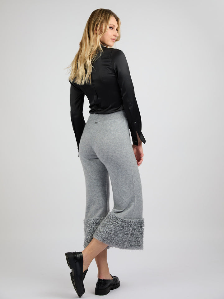 Cashmere Pants with Bottom Detail #SOFT GREY