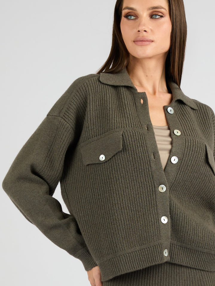 Cashmere with front button Jacket #MOSS