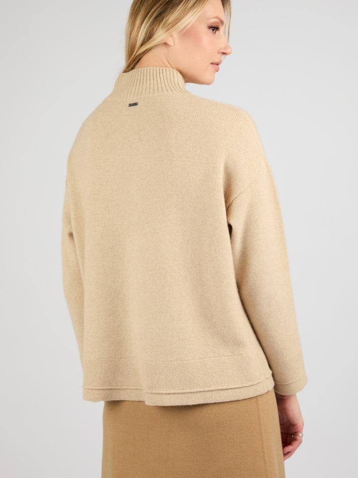 Women Split Neck Cashmere sweater #OAT