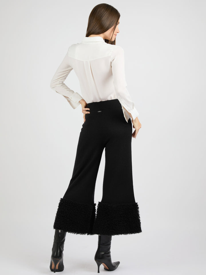 Cashmere Pants with Bottom Detail #BLACK