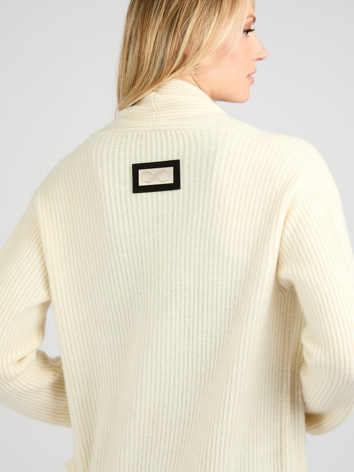 Long Ribbed Cashmere Open Cardigan