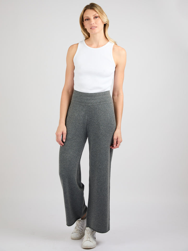 Women Cashmere Wide-Leg Pants #SMOKE