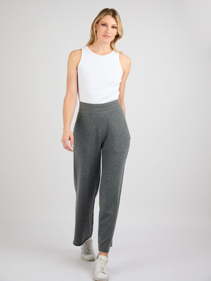 Women Cashmere Wide-Leg Pants #SMOKE