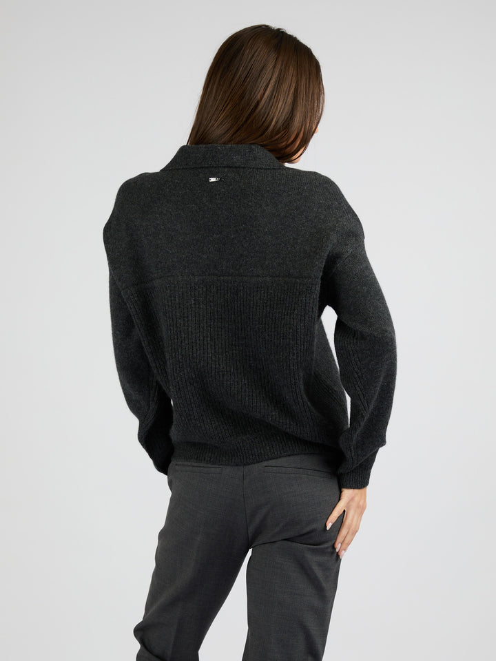 Cashmere with front button Jacket #CHARCOAL