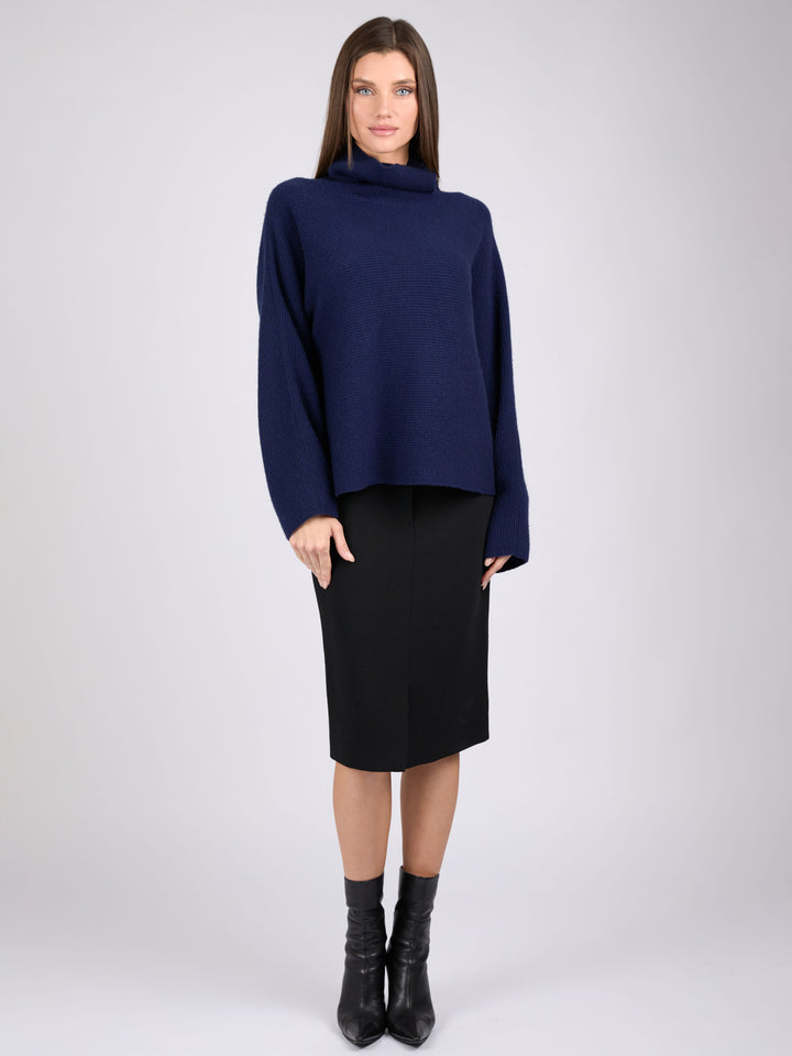 Ribbed Cashmere Turtleneck #BLUE