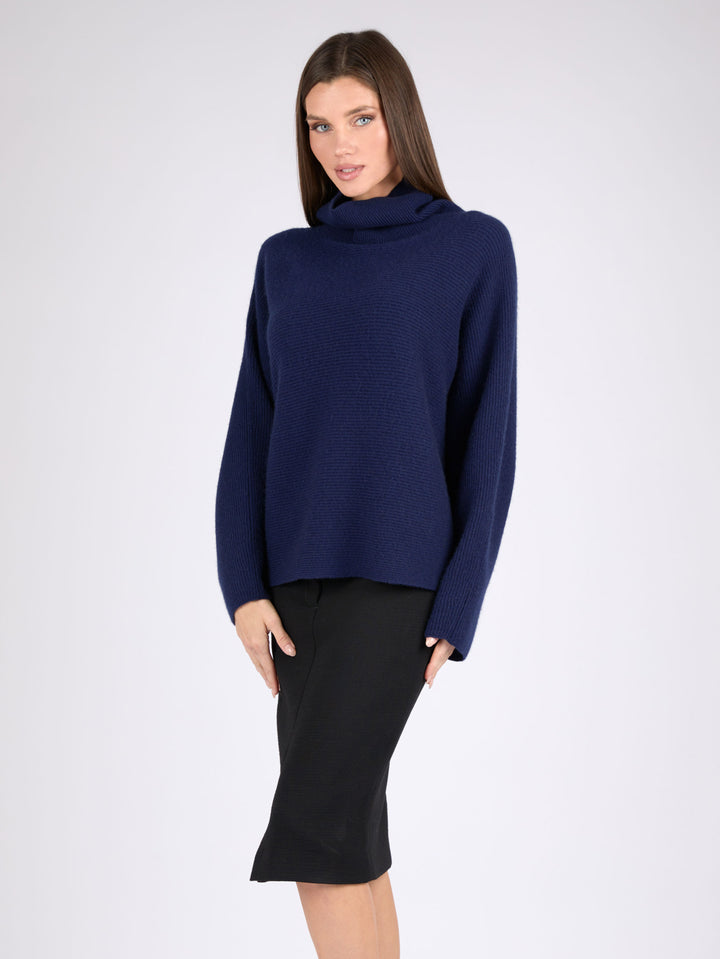 Ribbed Cashmere Turtleneck #BLUE