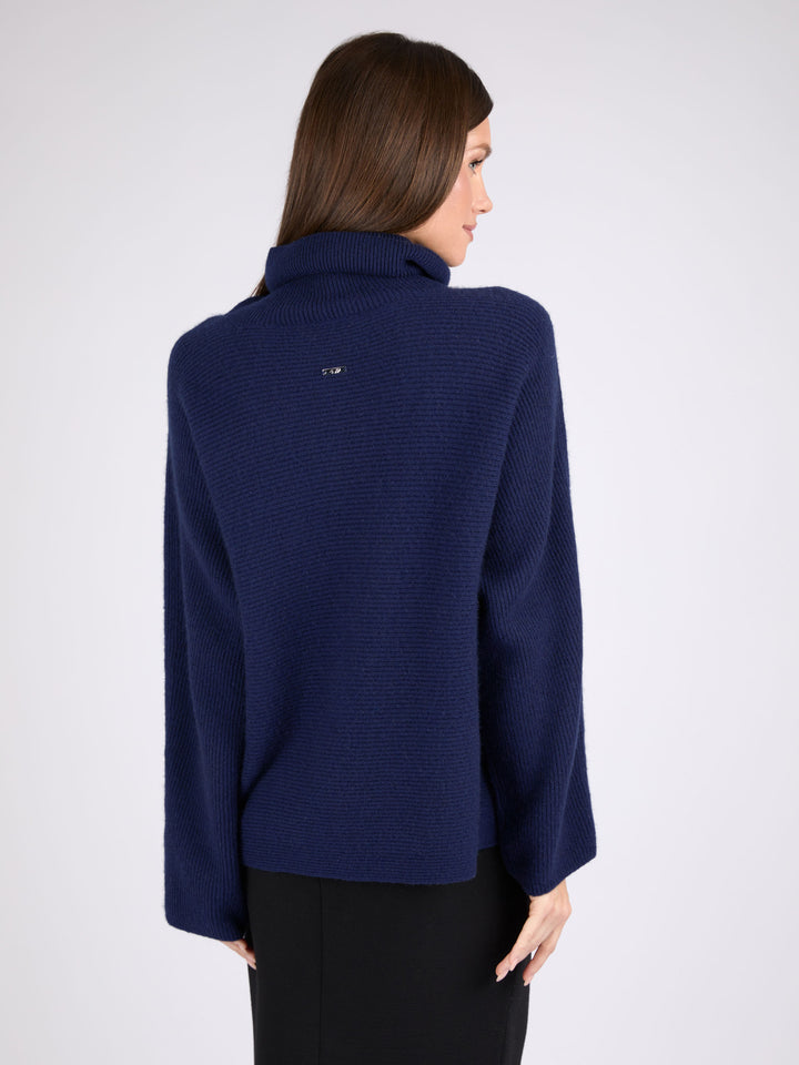 Ribbed Cashmere Turtleneck #BLUE