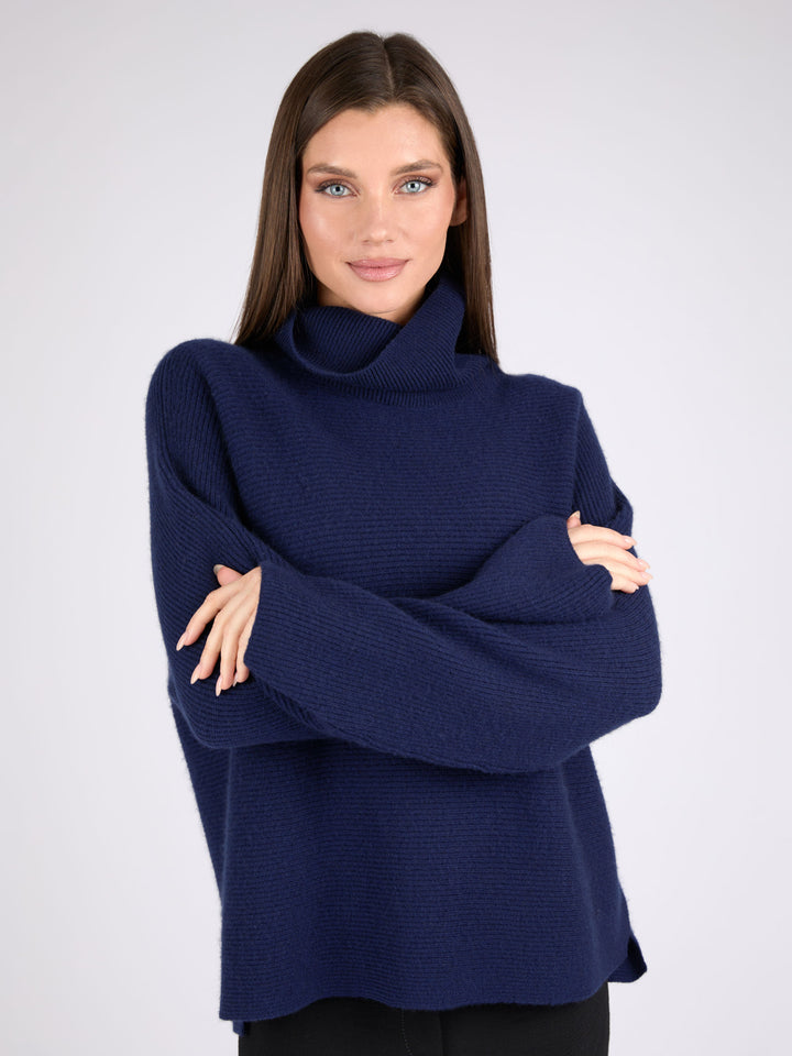 Ribbed Cashmere Turtleneck #BLUE