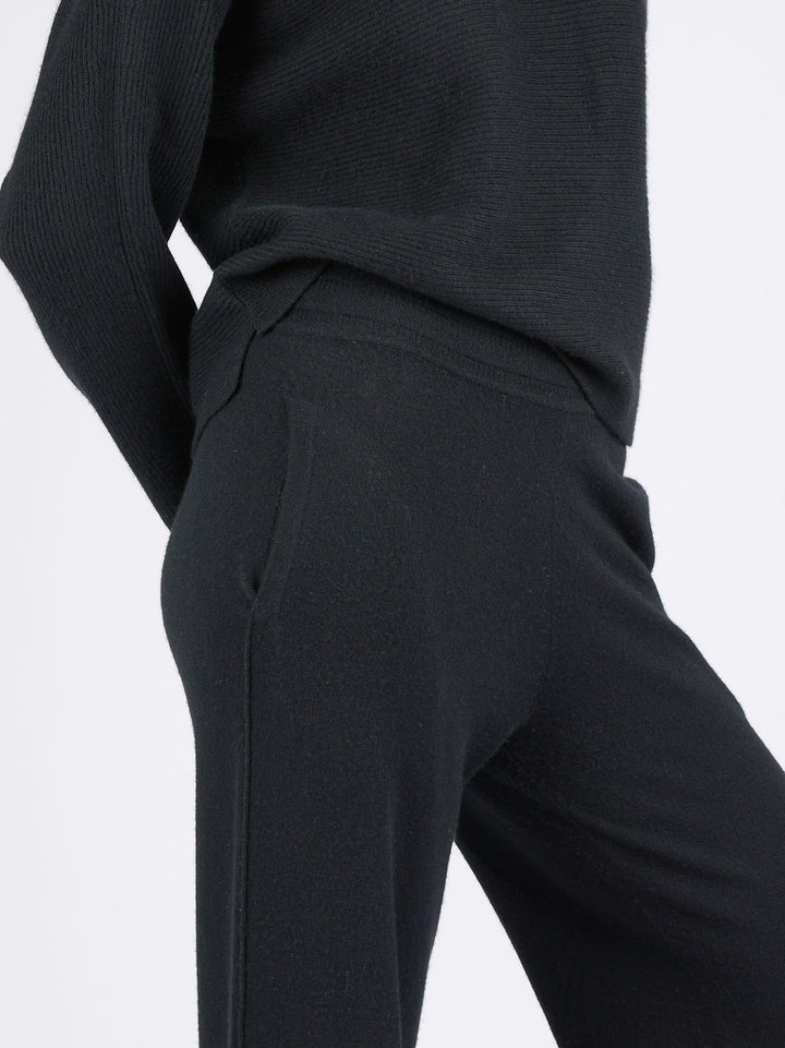 Women Cashmere Wide-Leg Pants #BLACK