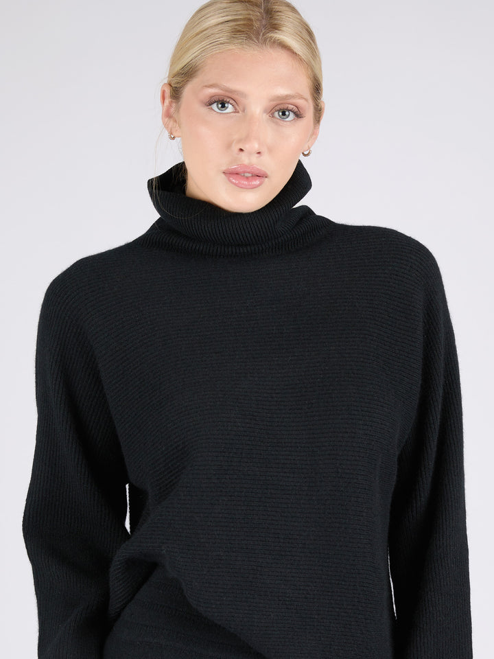 Ribbed Cashmere Turtleneck #BLACK