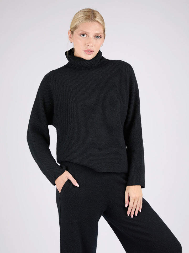 Ribbed Cashmere Turtleneck #BLACK