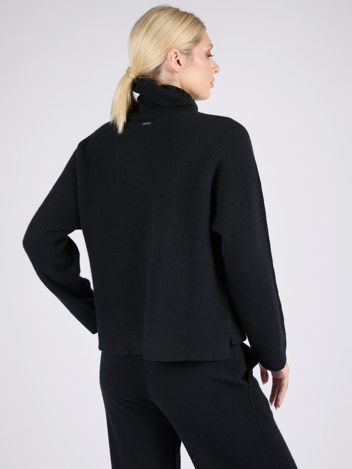 Ribbed Cashmere Turtleneck #BLACK