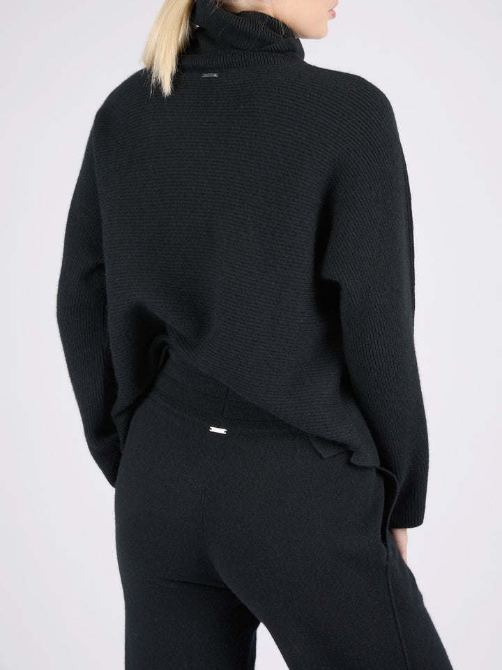 Women Cashmere Wide-Leg Pants #BLACK 