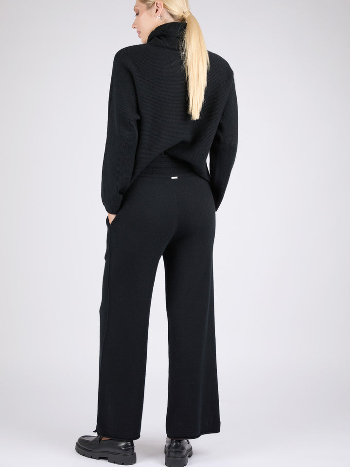 Women Cashmere Wide-Leg Pants #BLACK