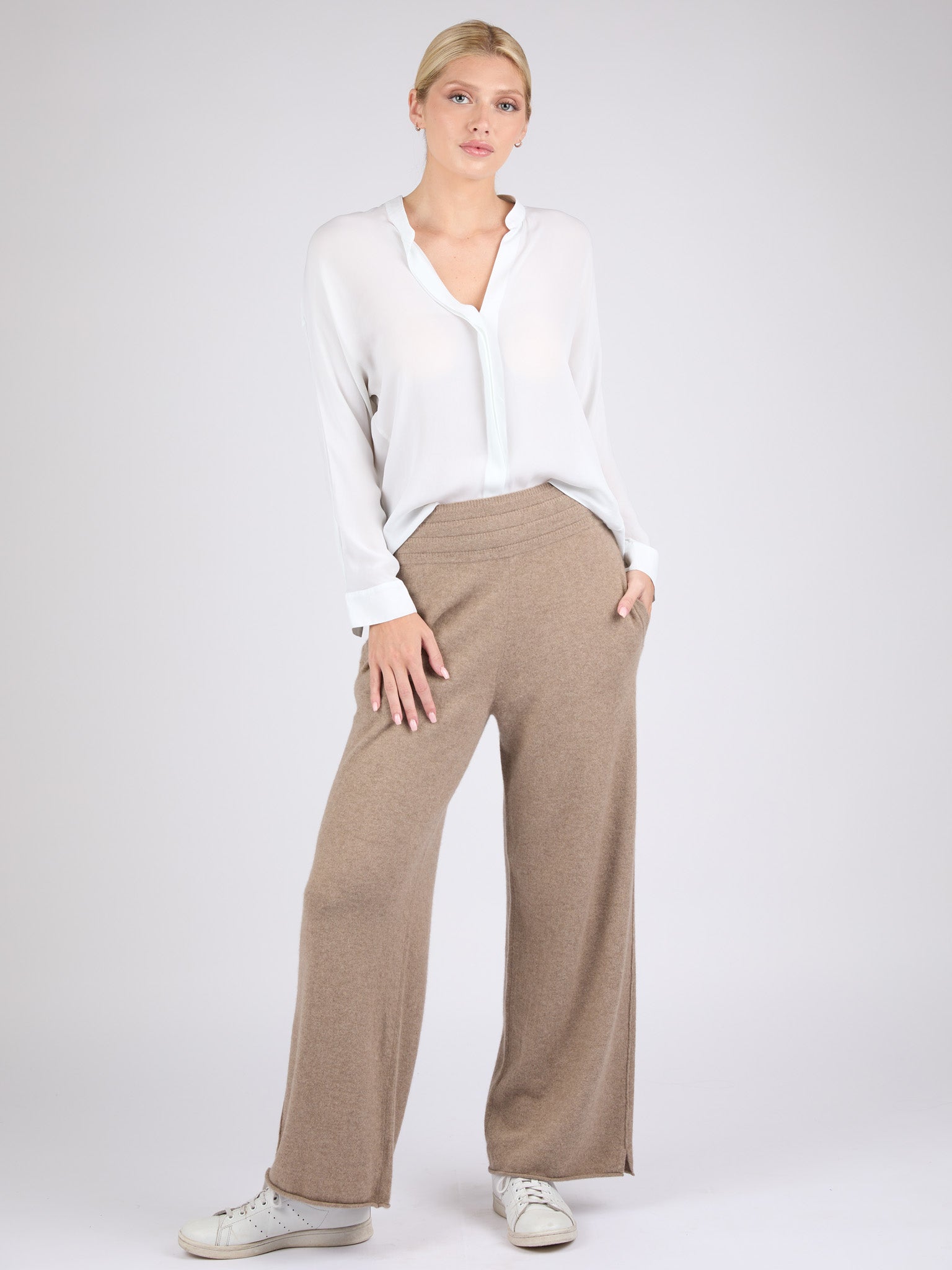 Women Cashmere Wide-Leg Pants