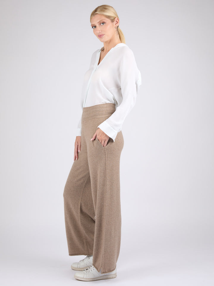 Women Cashmere Wide-Leg Pants #FAWN