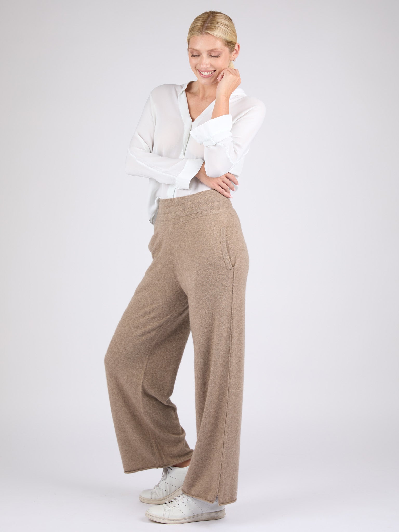 Women Cashmere Wide-Leg Pants