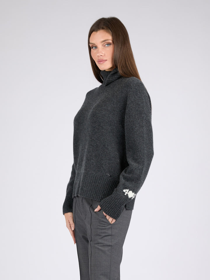 Women Cashmere Turtleneck #CHARCOAL