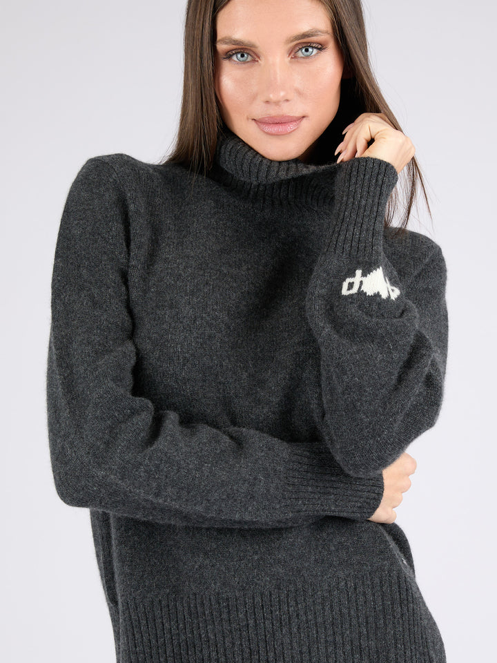 Women Cashmere Turtleneck #CHARCOAL