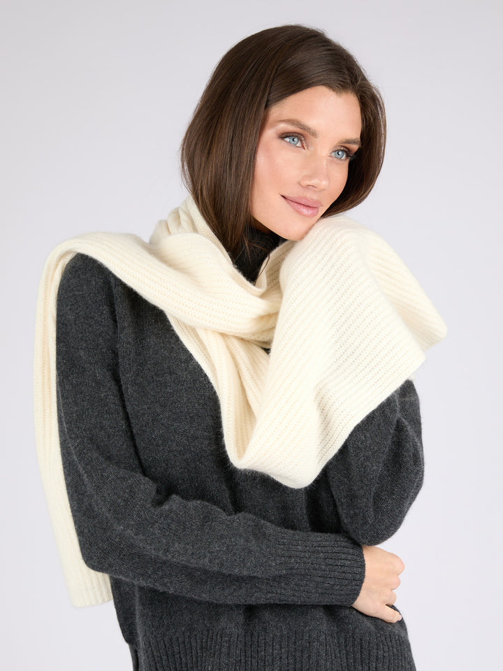 Unisex extremely soft ribbed cashmere scarf #PEARL