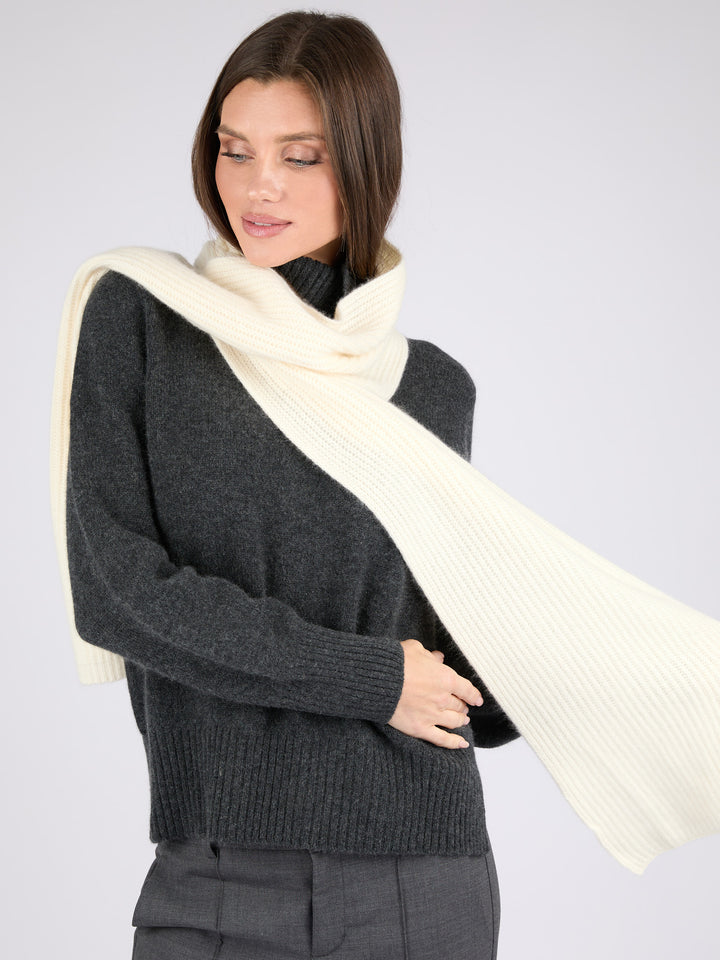 Unisex extremely soft ribbed cashmere scarf #PEARL