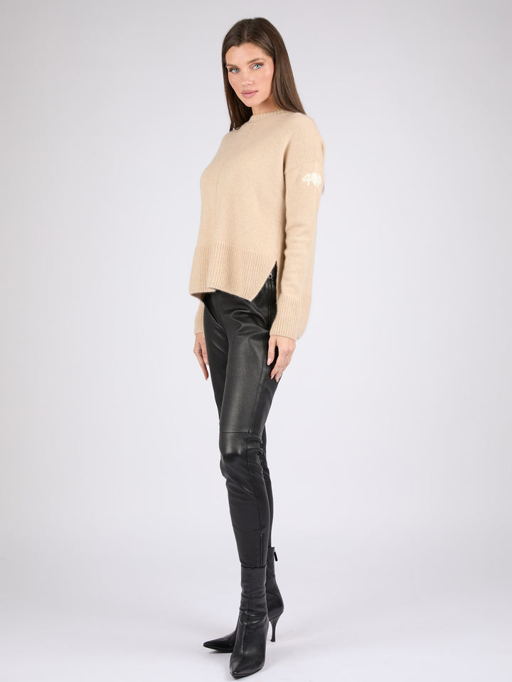 Women Cashmere Crewneck with High/Low hem  #OAT