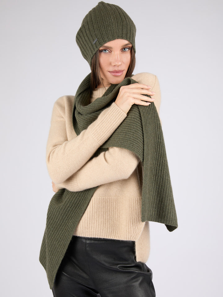 Unisex extremely soft ribbed cashmere scarf #MOSS