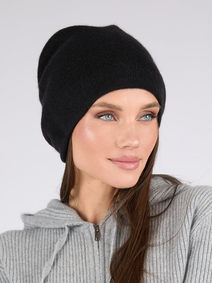 Unisex Ultra soft Cashmere beanie with Intarsia #BLACK  