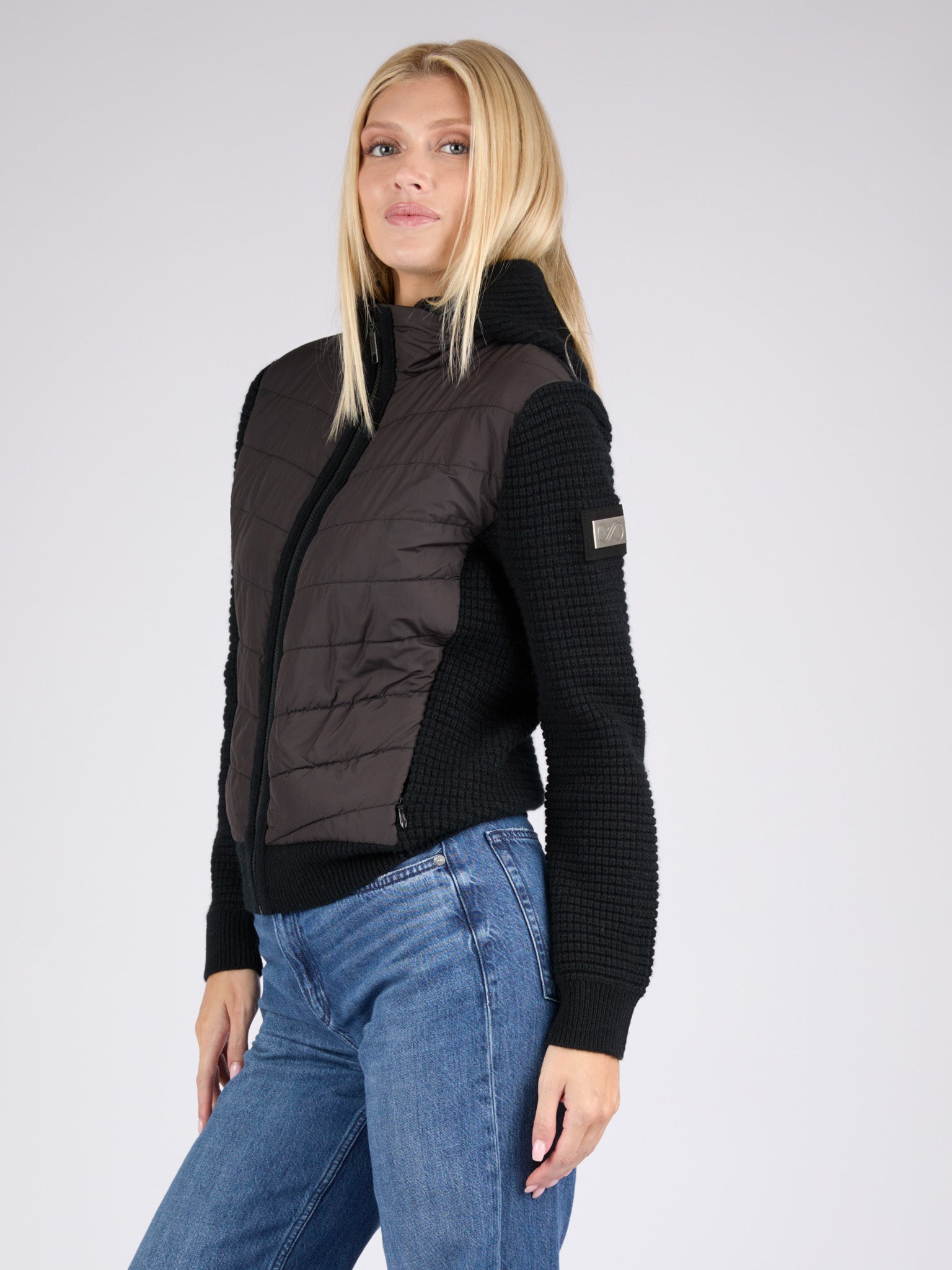 Women Cashmere Puffer Jacket with removable hood