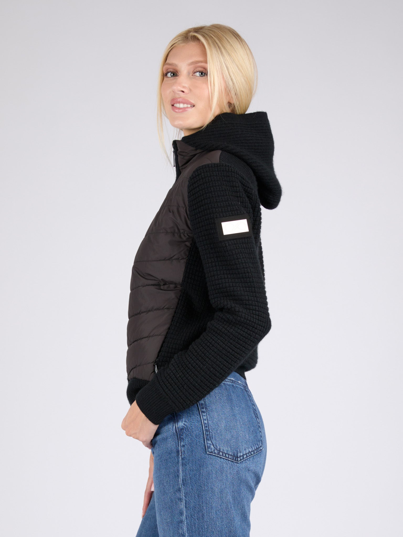 Women Cashmere Puffer Jacket with removable hood