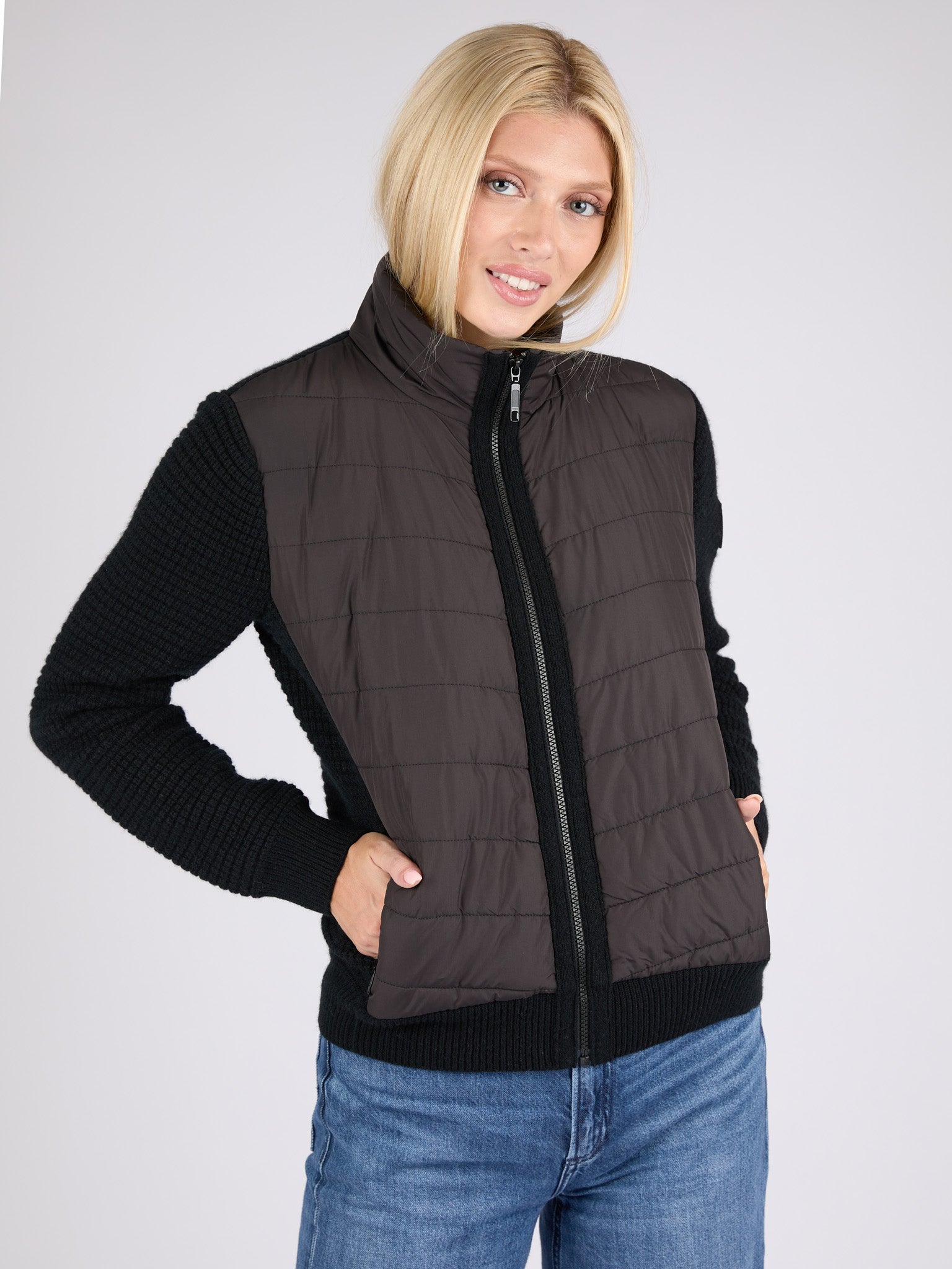 Women Cashmere Puffer Jacket with removable hood