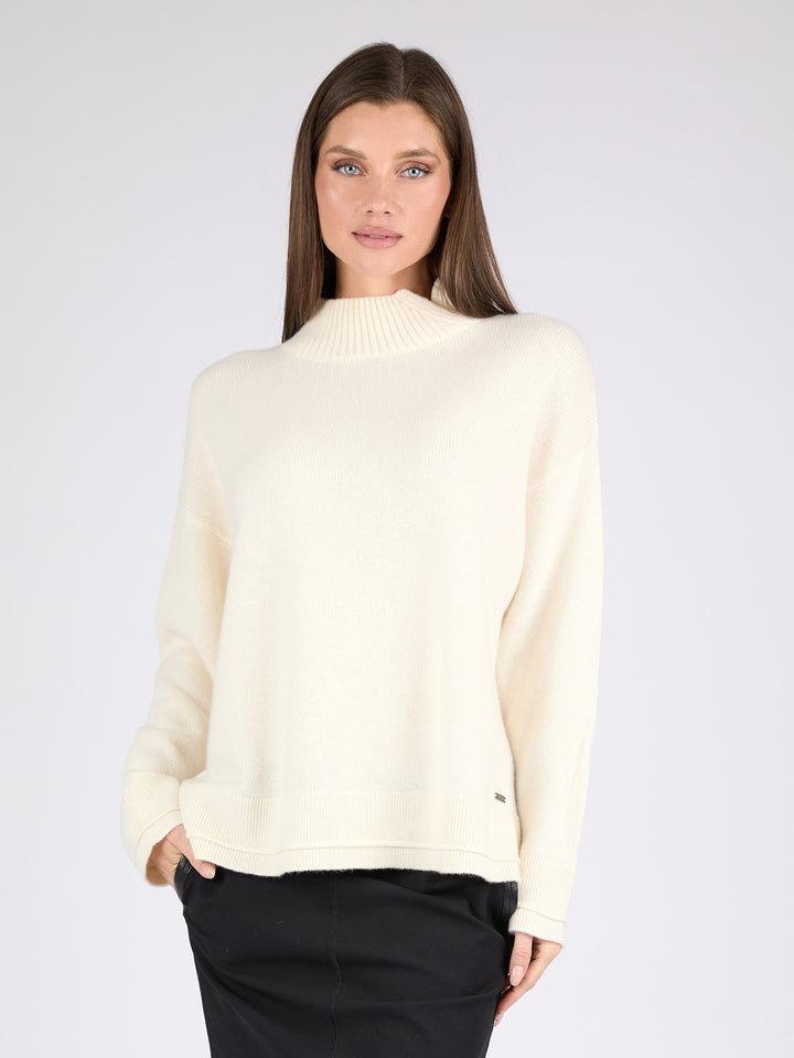 Women Split Neck Cashmere sweater #PEARL