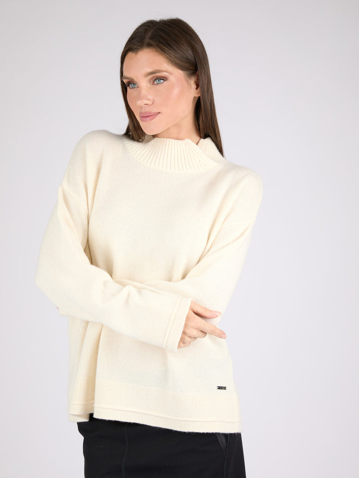Women Split Neck Cashmere sweater #PEARL
