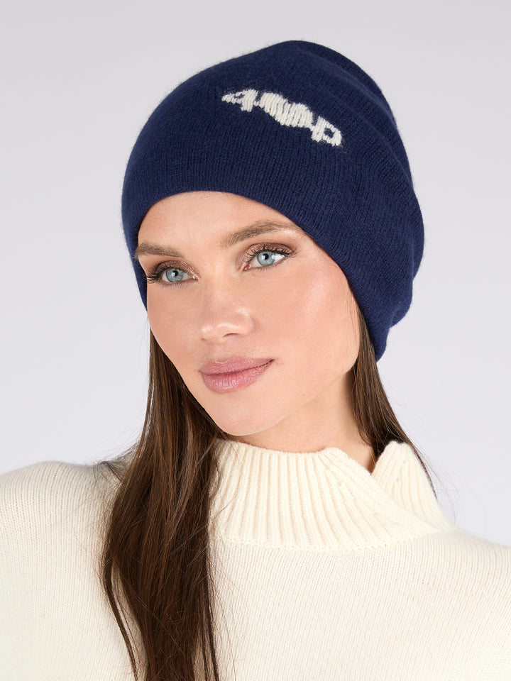 Unisex Ultra soft Cashmere beanie with Intarsia #BLUE  