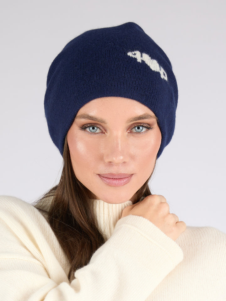 Unisex Ultra soft Cashmere beanie with Intarsia #BLUE  