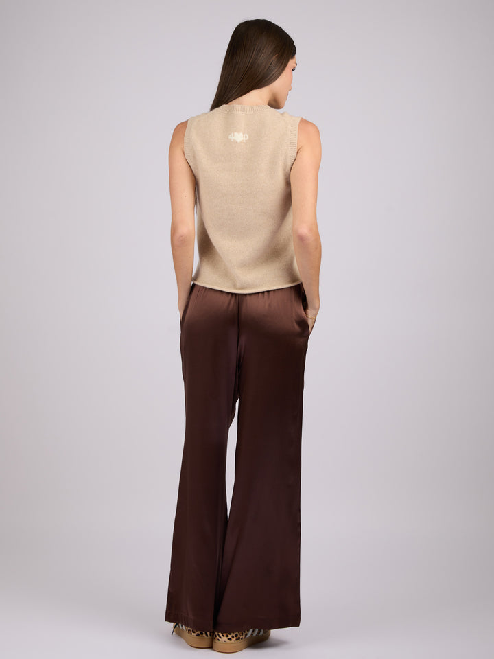 Wide legs Silk Charmeuse pants #SABLE