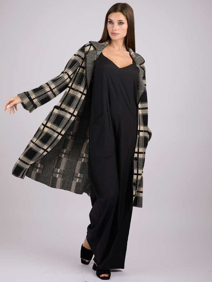 Silk sleeveless jumpsuit with wide legs and side pockets #BLACK