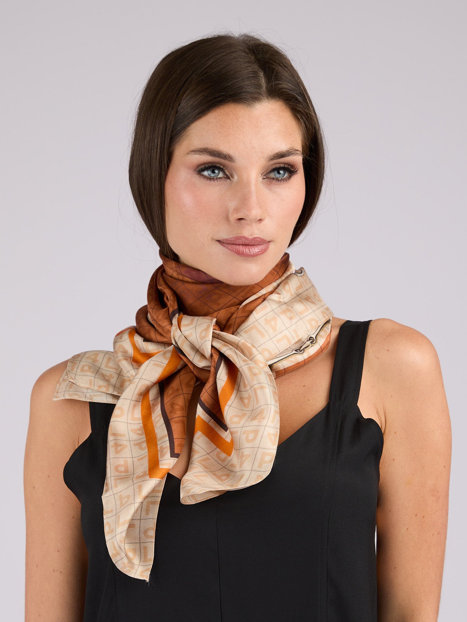 Square Silk Scarf with equestrian theme in 38.5 x 38.5 inches