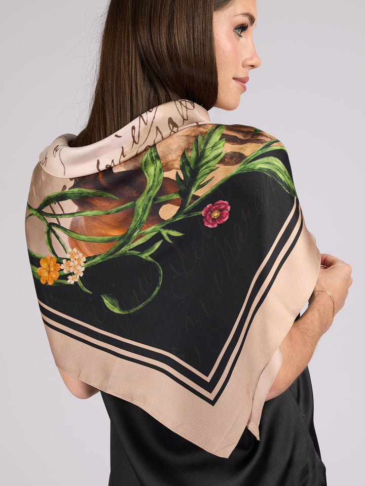 Square Silk Scarf with equestrian theme in 38.5 x 38.5 inches