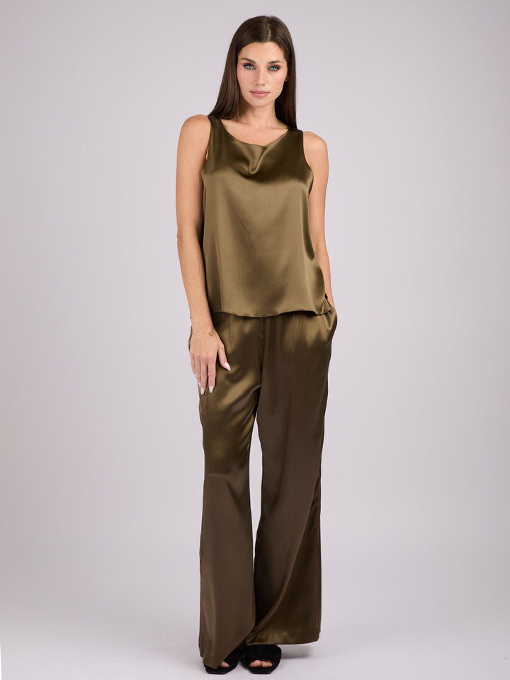 Wide legs Silk Charmeuse pants #MOSS