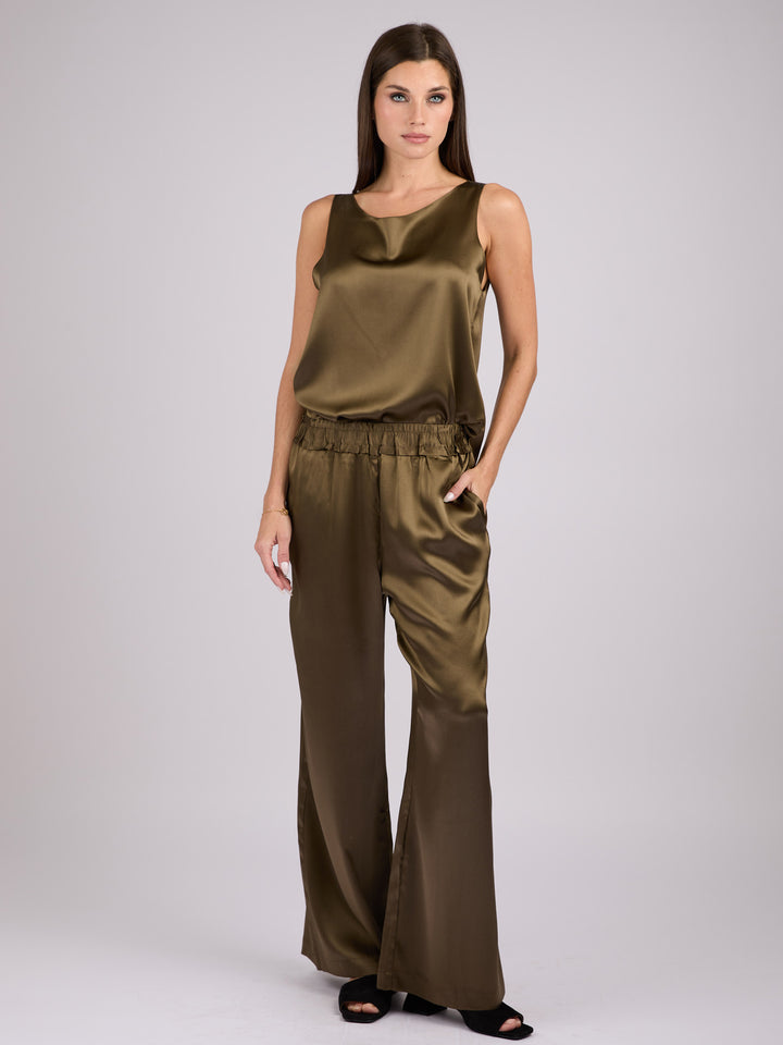 Wide legs Silk Charmeuse pants #MOSS