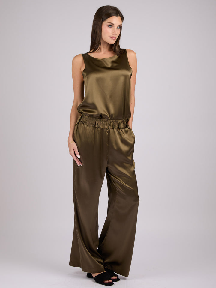 Wide legs Silk Charmeuse pants #MOSS