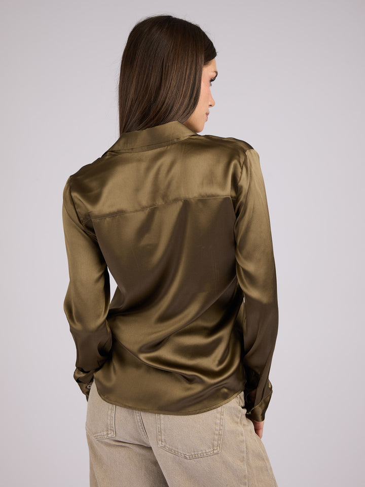Silk Charmeuse classic button-up shirt #MOSS