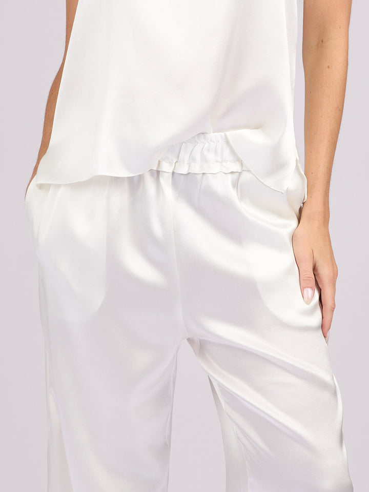 Wide legs Silk Charmeuse pants #PEARL