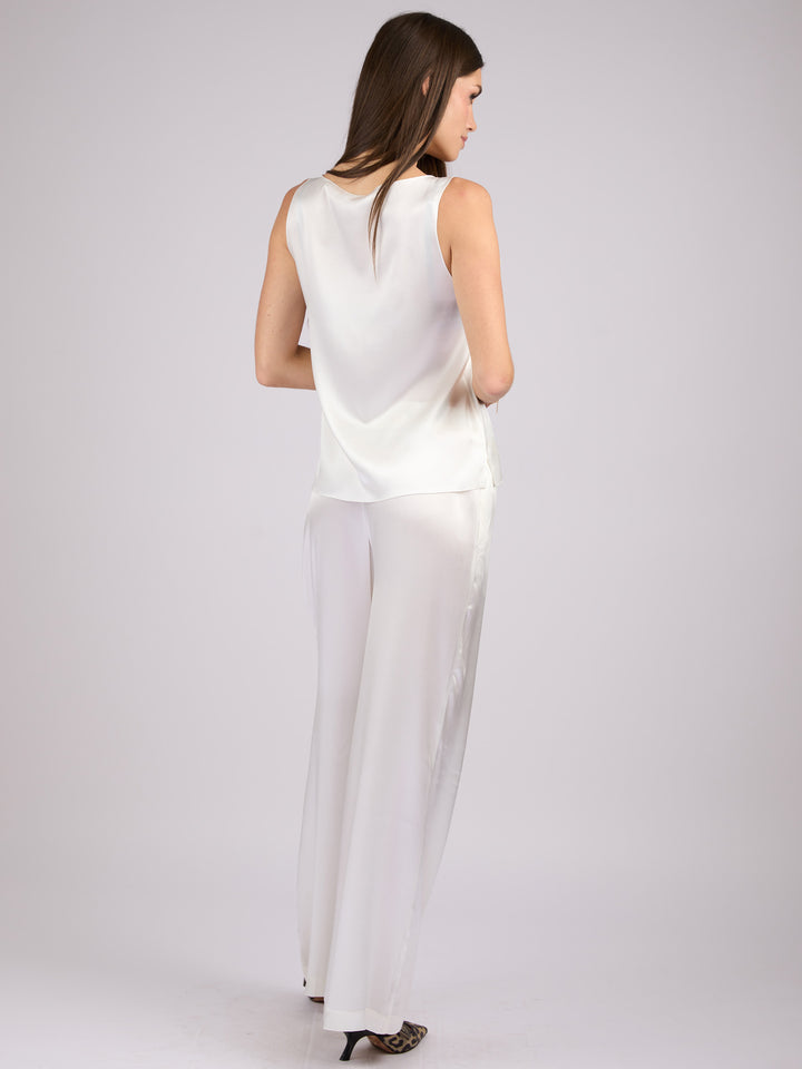 Wide legs Silk Charmeuse pants #PEARL