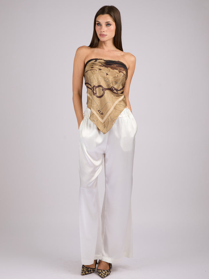 Wide legs Silk Charmeuse pants #PEARL