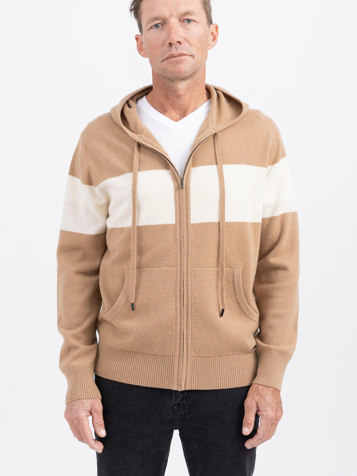 Men Cashmere Sweater Hoodie #CAMEL