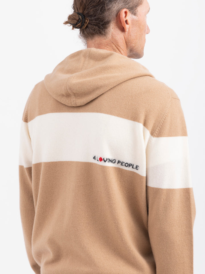 Men Cashmere Sweater Hoodie #CAMEL